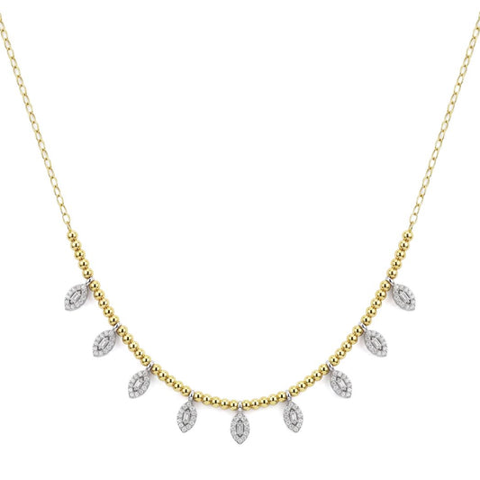 18K Two-Tone Gold Baguette Necklace