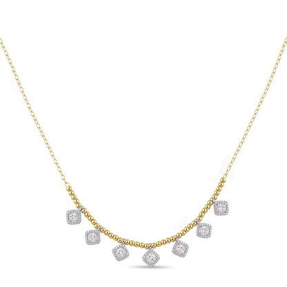 18K Two-Tone Gold Square Necklace