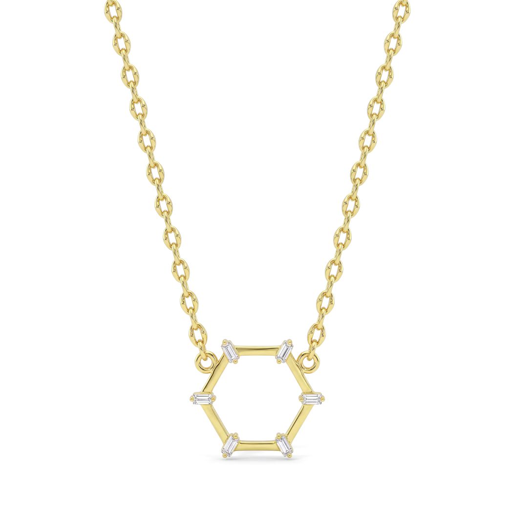 18K Gold Geometric  Baguette Necklace