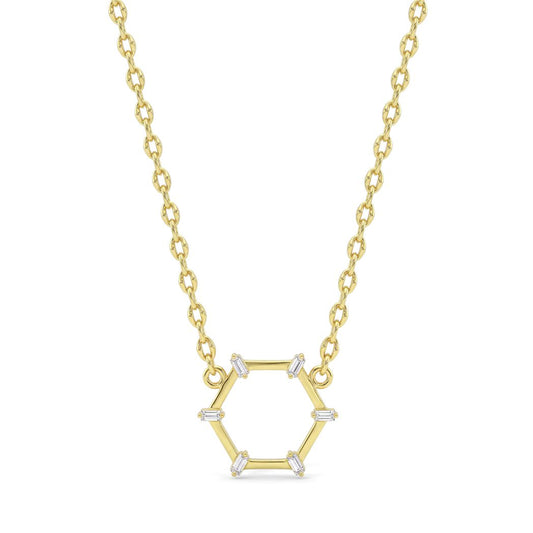 18K Gold Geometric  Baguette Necklace