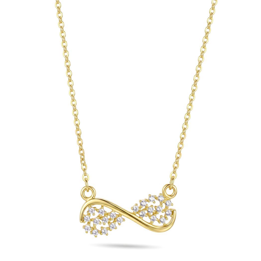 18K Gold Infinity Cluster Stone Necklace