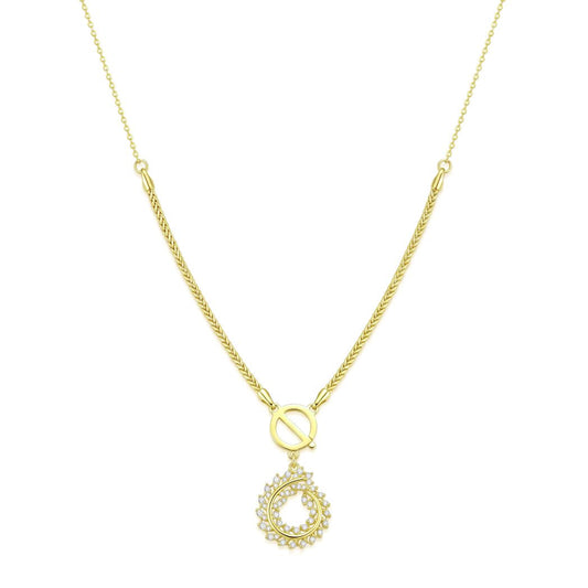 18K Gold Toggle Circle Pendant Necklace