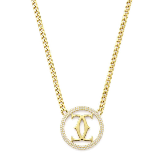 18K Gold Paved Circular Necklace