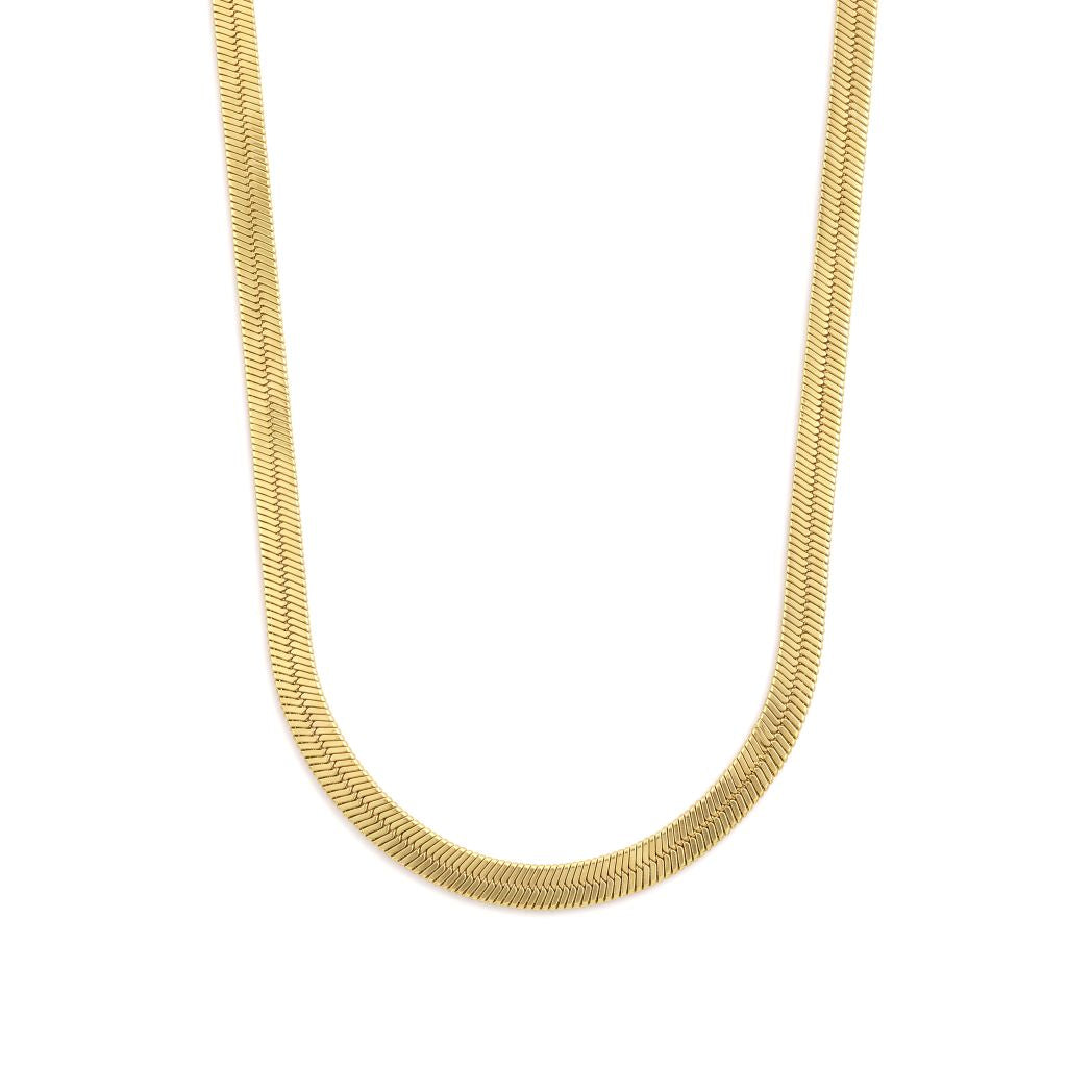 18K Gold Sleek Flat Snake Chain Necklace