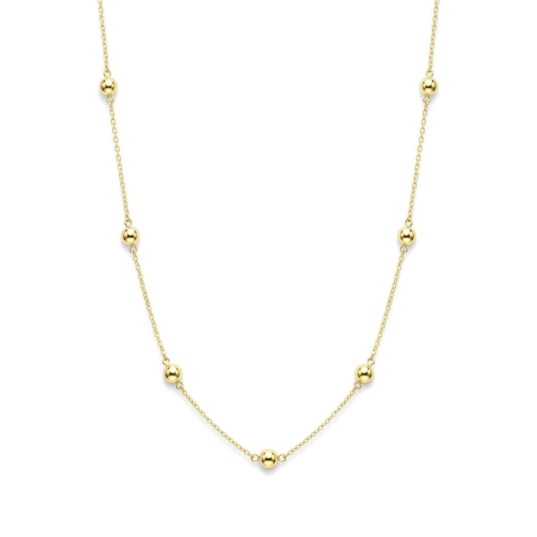 18K Gold Bead Station Necklace