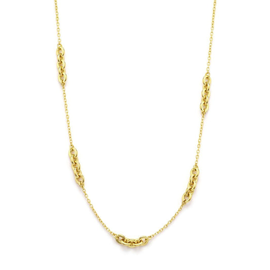 18K Gold Modern Link Station Necklace