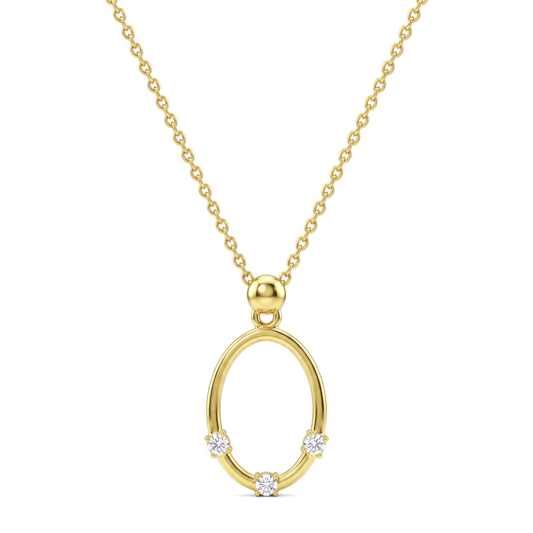 18K Gold Oval Open Pendant Necklace