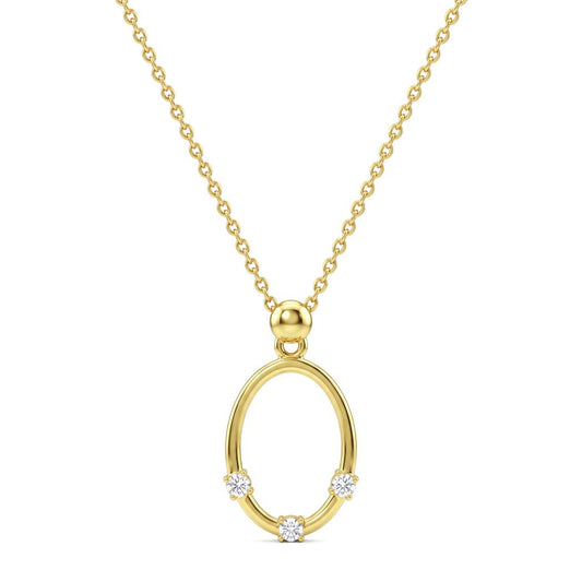 18K Gold Oval Open Pendant Necklace