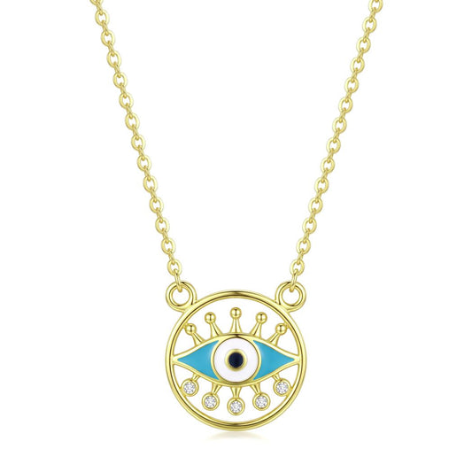 18K Gold Evil Eye Pendant Necklace
