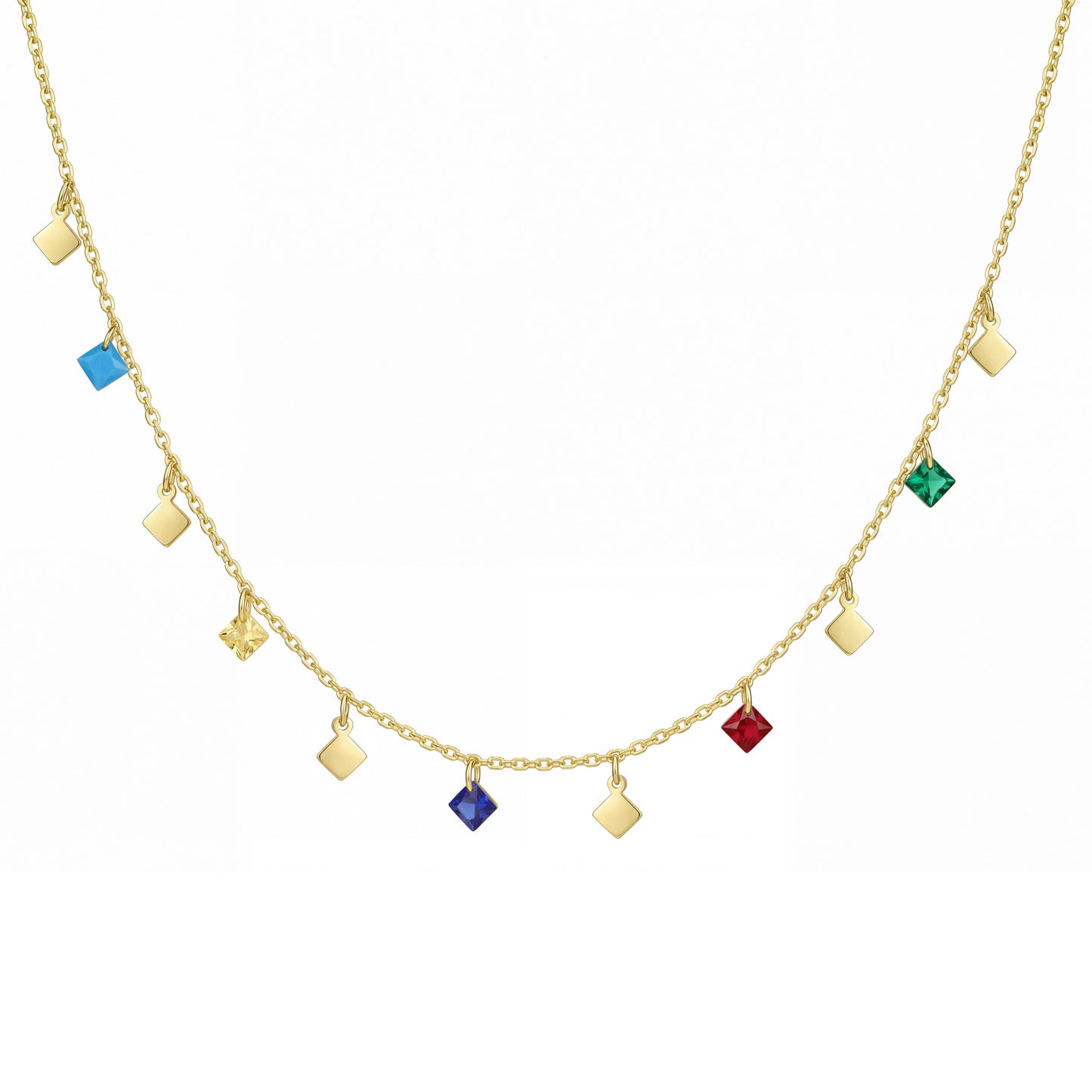 18K Solid Gold Multicolor Square