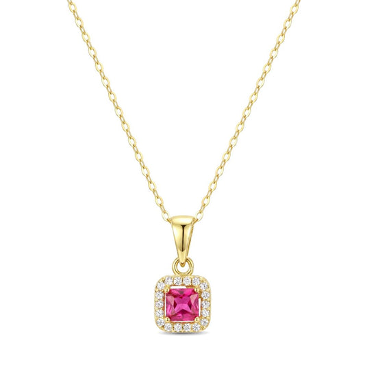18K Gold Cushion-Cut Ruby-Red Necklace