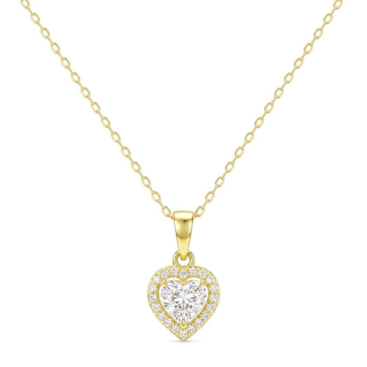 18K Gold Heart-Cut White & Cubic Zircon Necklace