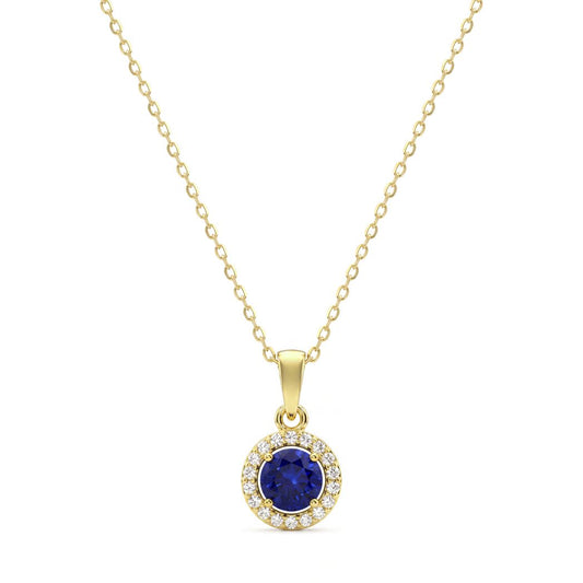 18K Gold Round-Cut Sapphire-Blue Necklace