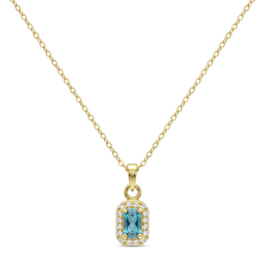 18K Gold Octagon Light Blue Pendant