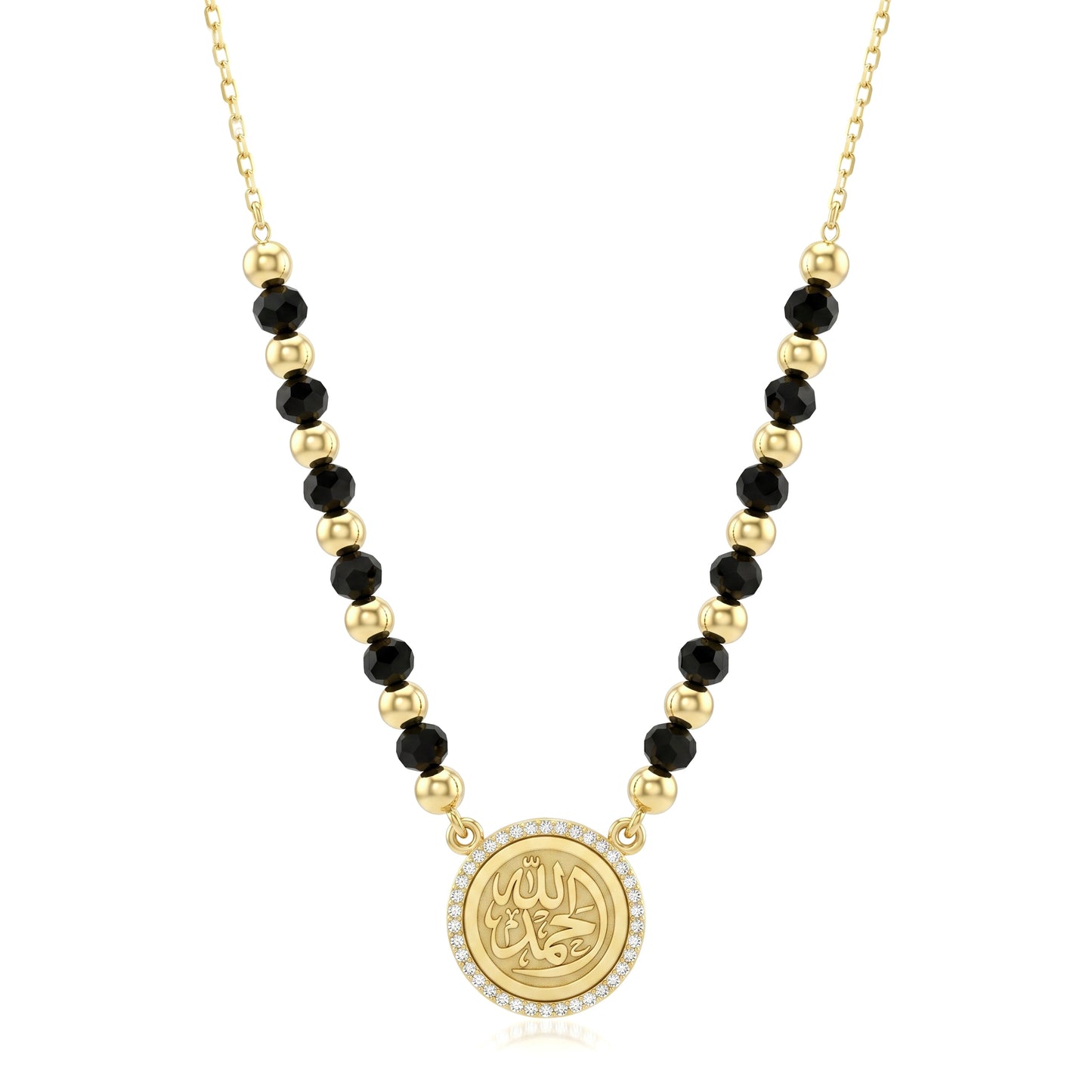 18K Gold "ELHAMD LLAH" Medallion Necklace