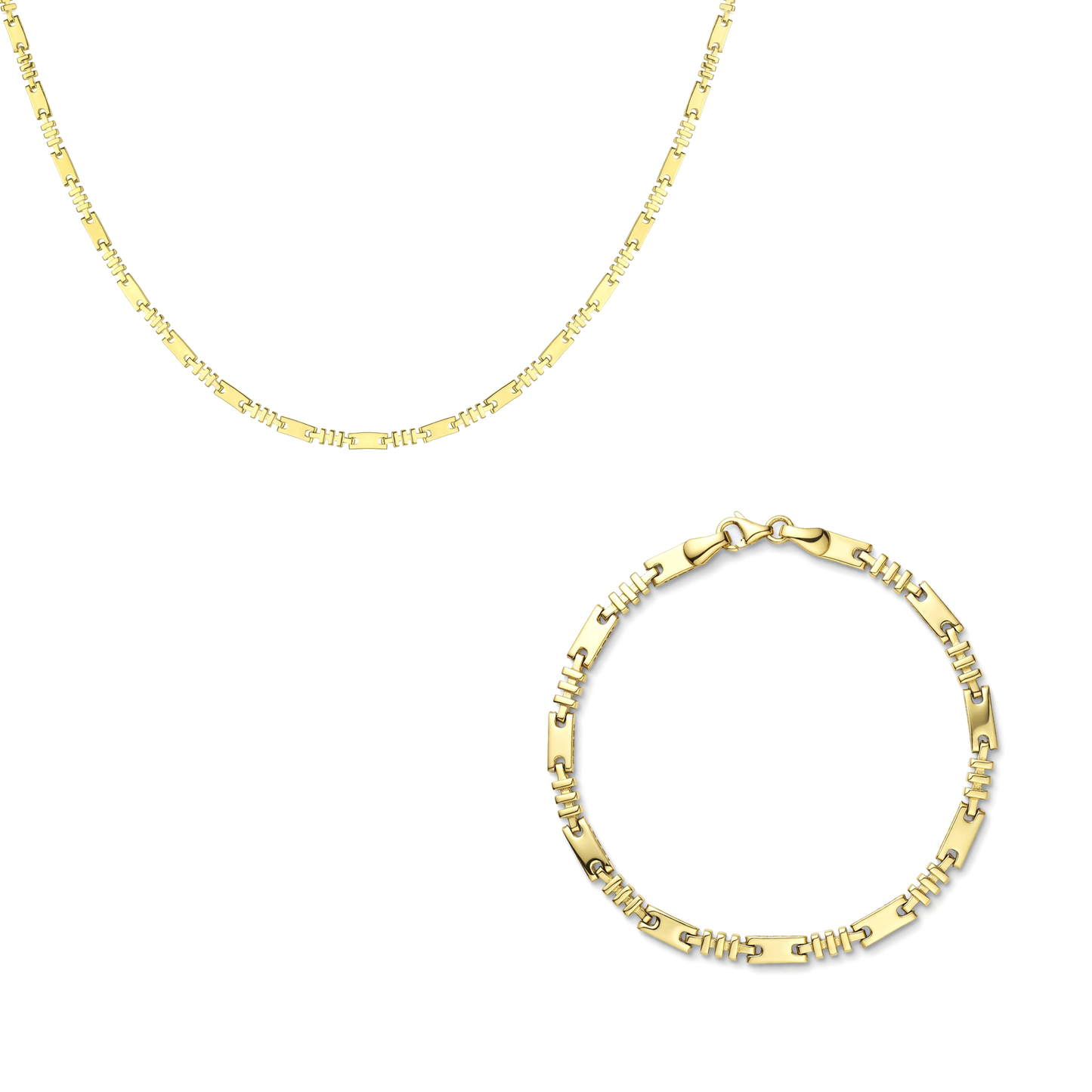 18K Gold Geometric Link Half set