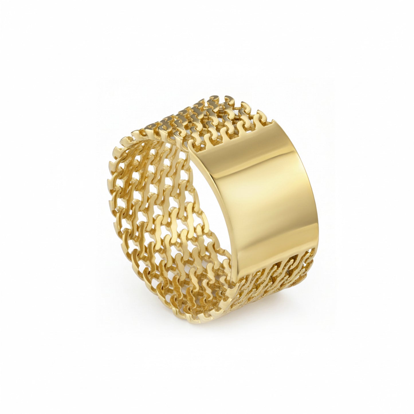 18K Gold Mesh Flexible Mesh Ring