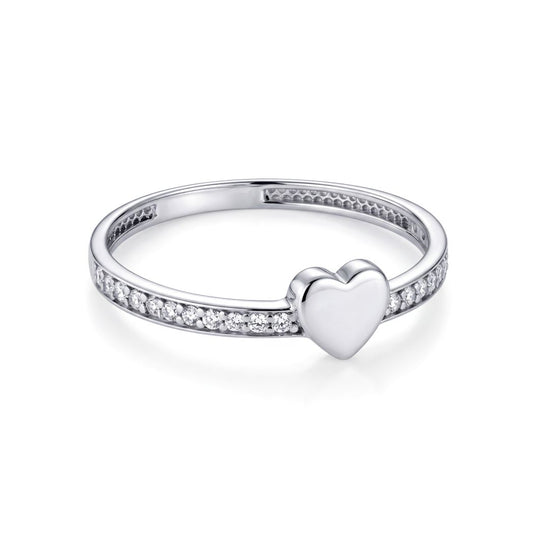 18K White Gold Heart  Ring