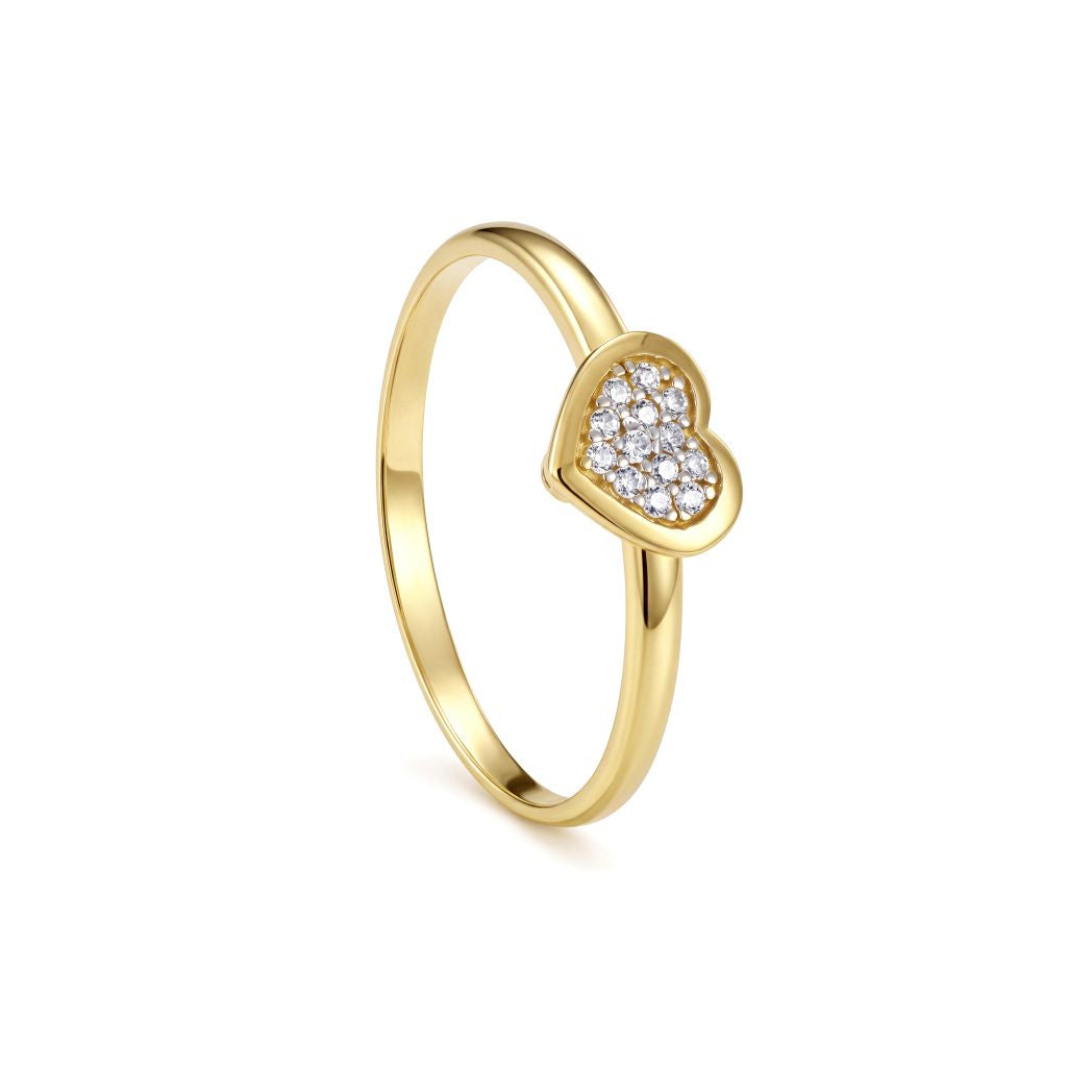 18K Gold Petite Heart Zircon Ring