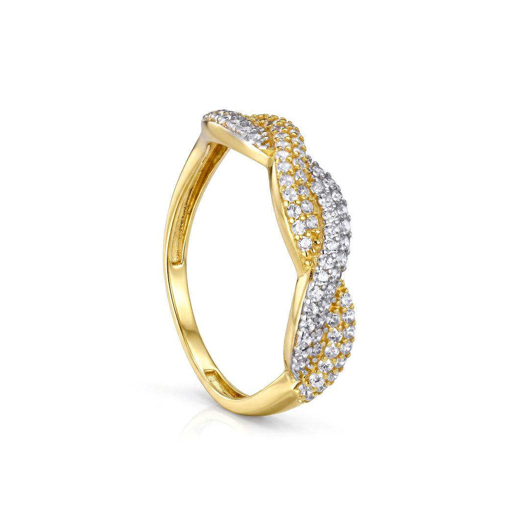 18K Gold Infinity Wave Zircon Ring
