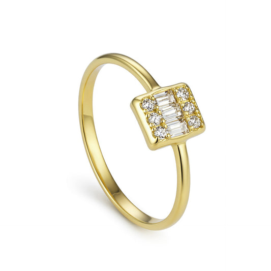 18K Gold Geometric Diamond Ring