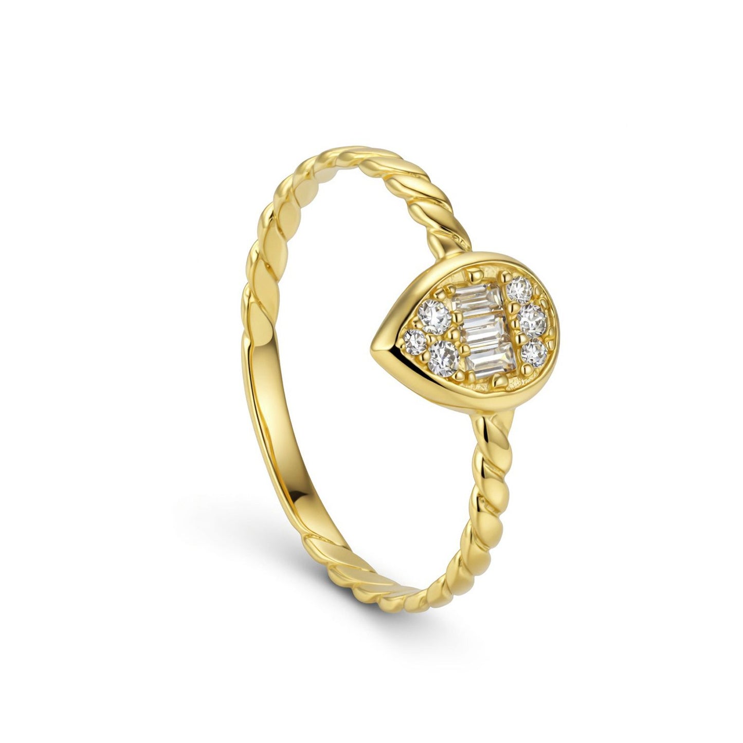 18K Gold Pear-Shaped Baguette Cluster Ring