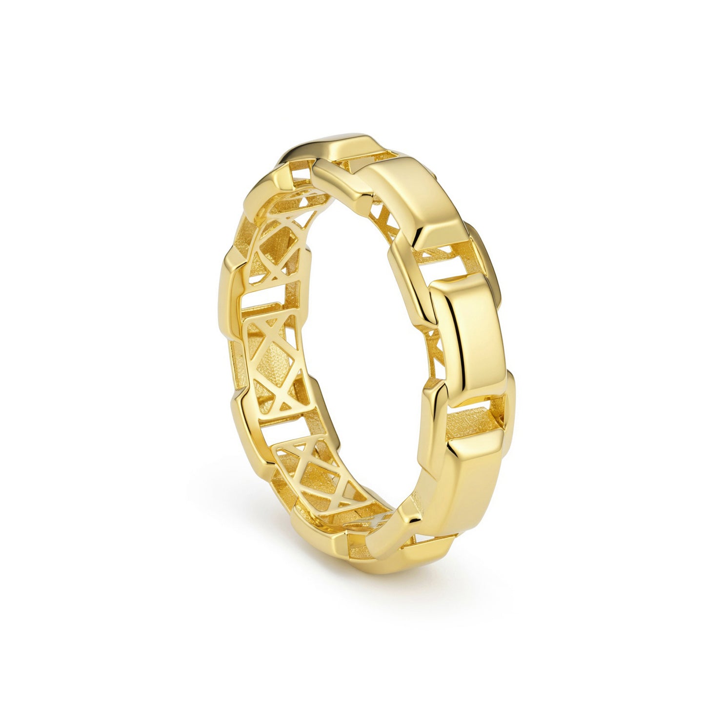 18K Gold Geometric Chain Link Band