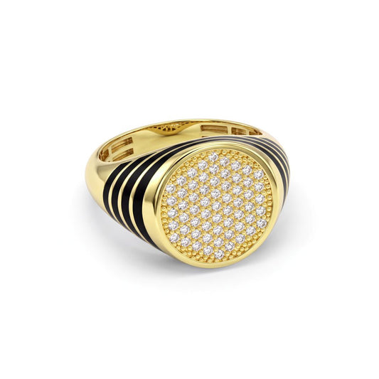 18K Gold Men’s Modern Striped Signet Ring