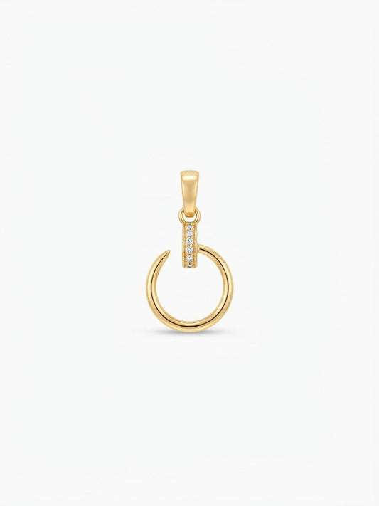 18K Gold Open Circle Nail Pendant