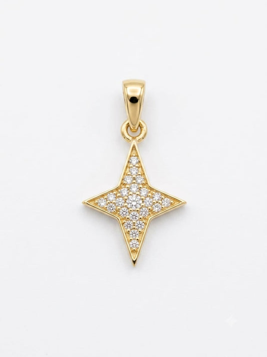 18K Gold North Star Zircon Pendant