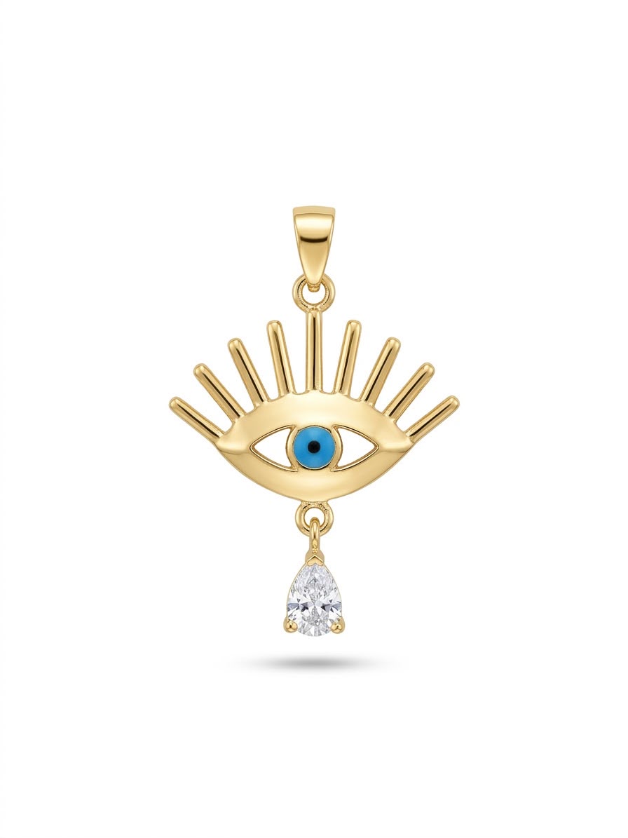 18K Gold Evil Eye Pendant