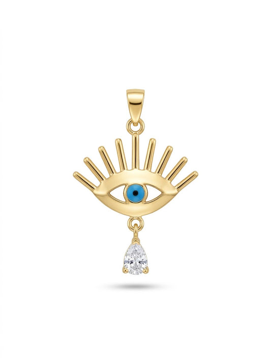 18K Gold Evil Eye Pendant