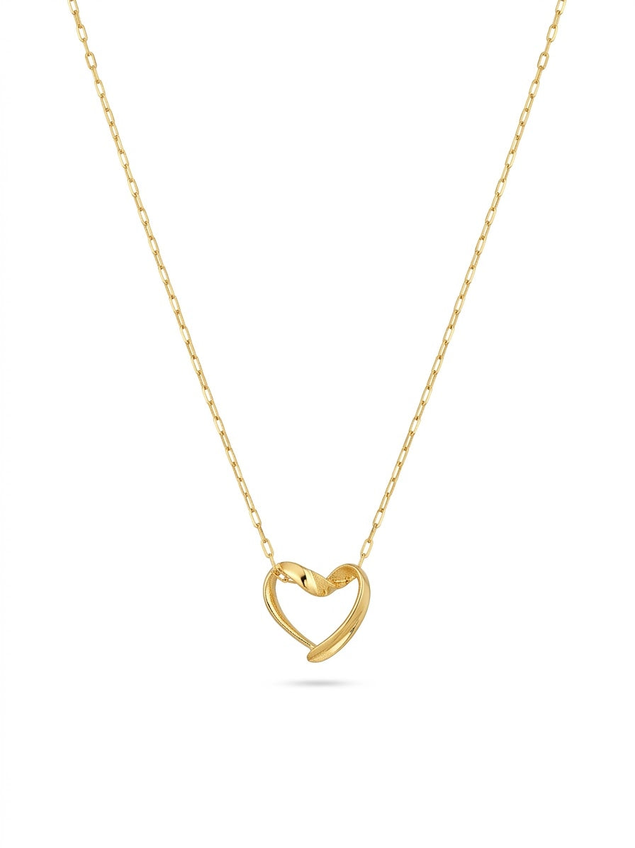 18k Gold Elegant Open Heart Necklace