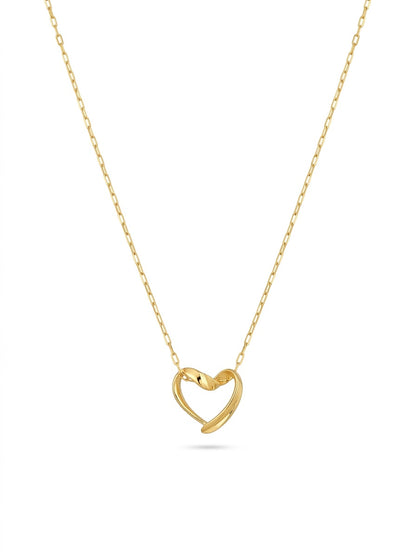 18k Gold Elegant Open Heart Necklace