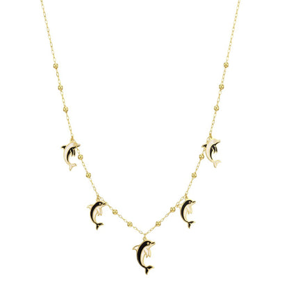 18K Dainty Dolphin Charm Necklace