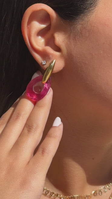 18K Gold & Stone Teardrops