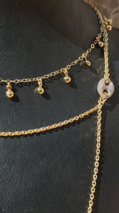18K gold Elegant Bead Charm Jewelry Set