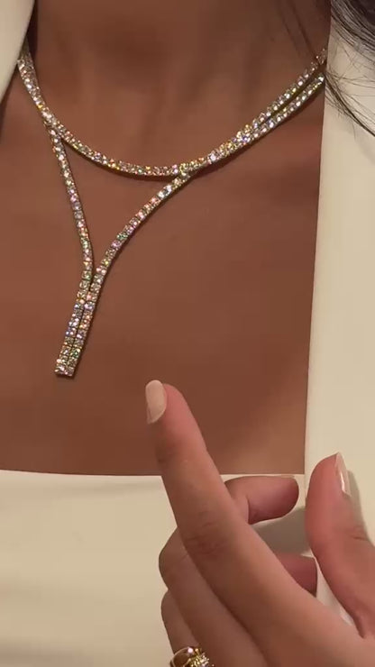 18K Gold Zirconia Tennis Necklace