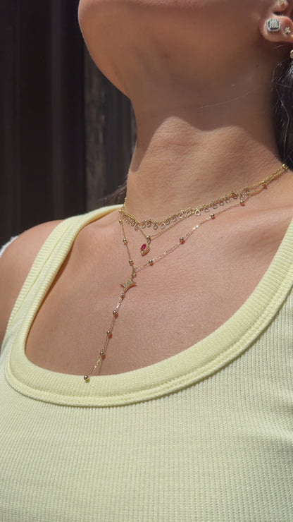 18K Gold Dainty Teardrop Charm Necklace