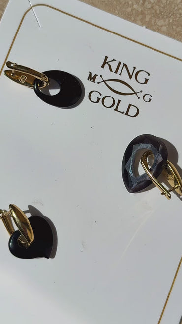 18K Gold & Stone Teardrops