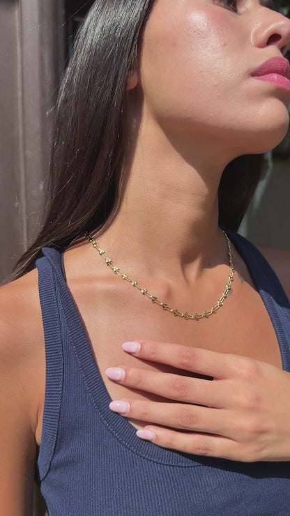 18K Solid Gold Heart Motif Necklace & Bracelet Set
