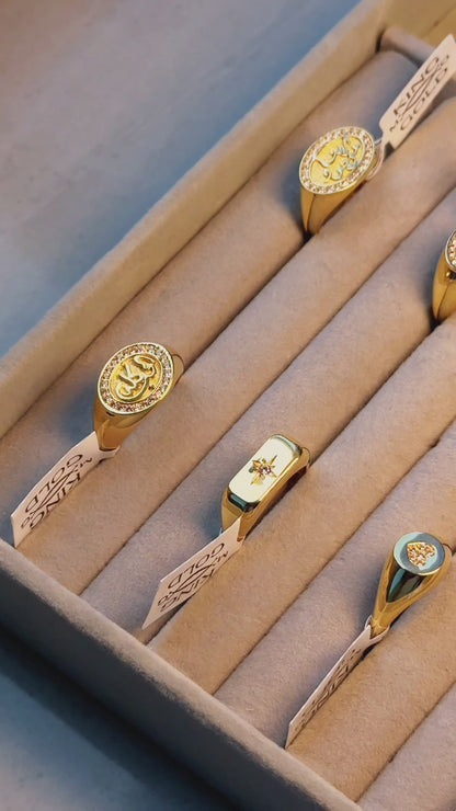 18K Gold Celestial North Star Pinky Ring