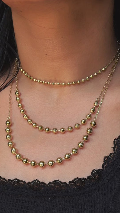 18K Gold Bead Station Necklace