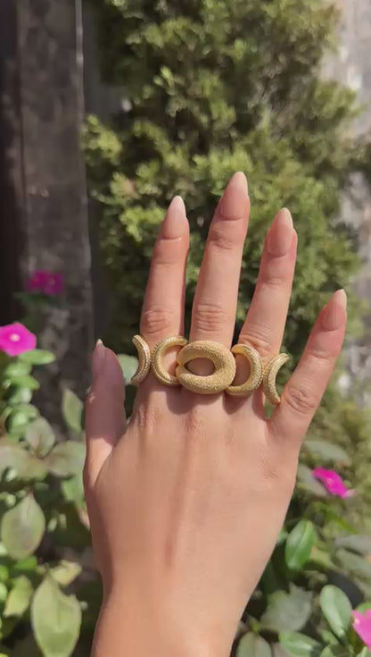 18K Gold Textured Statement Ring