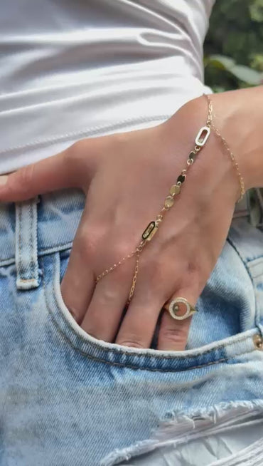 18K Gold Double-Loop Hand Chain