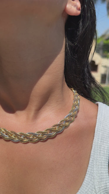 18K Tri-Tone Mesh Chain Necklace