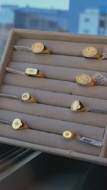 18K Gold North Star Zircon Pinky Ring