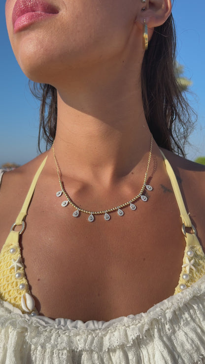 18K Two-Tone Gold Teardrop Necklace